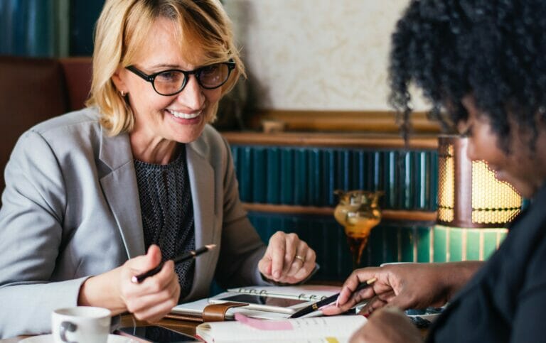 businesswomen having coffee