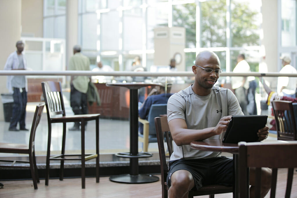 Man using a tablet