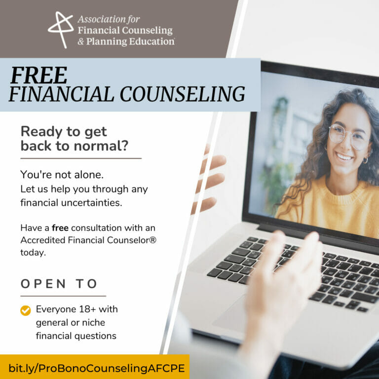 Pro Bono Flyer with information on how to recieve free counseling. Learn more at bit.ly/probonocounselingafcpe