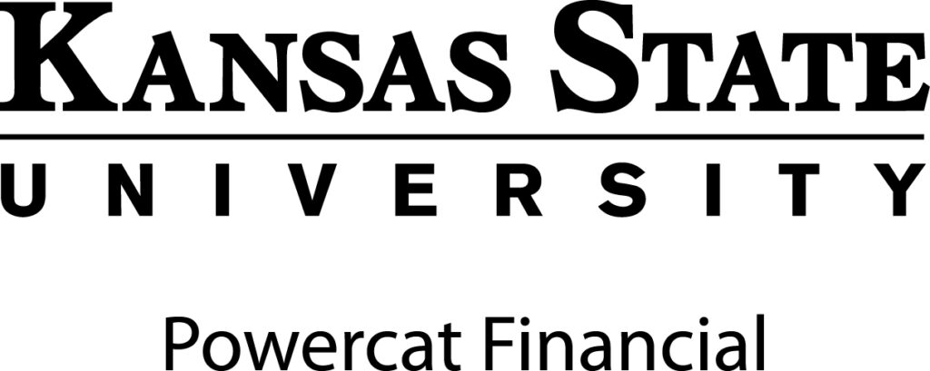 Black and white KSU Powercat Financial logo