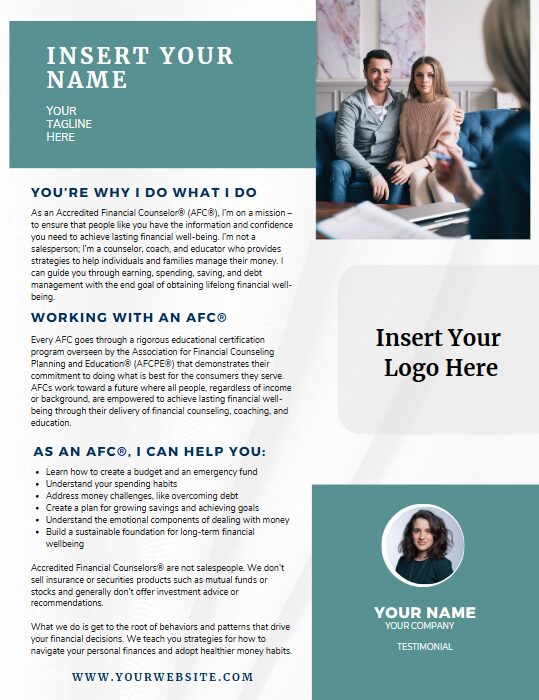 This is an example of a flyer an AFC can customize for personal use.