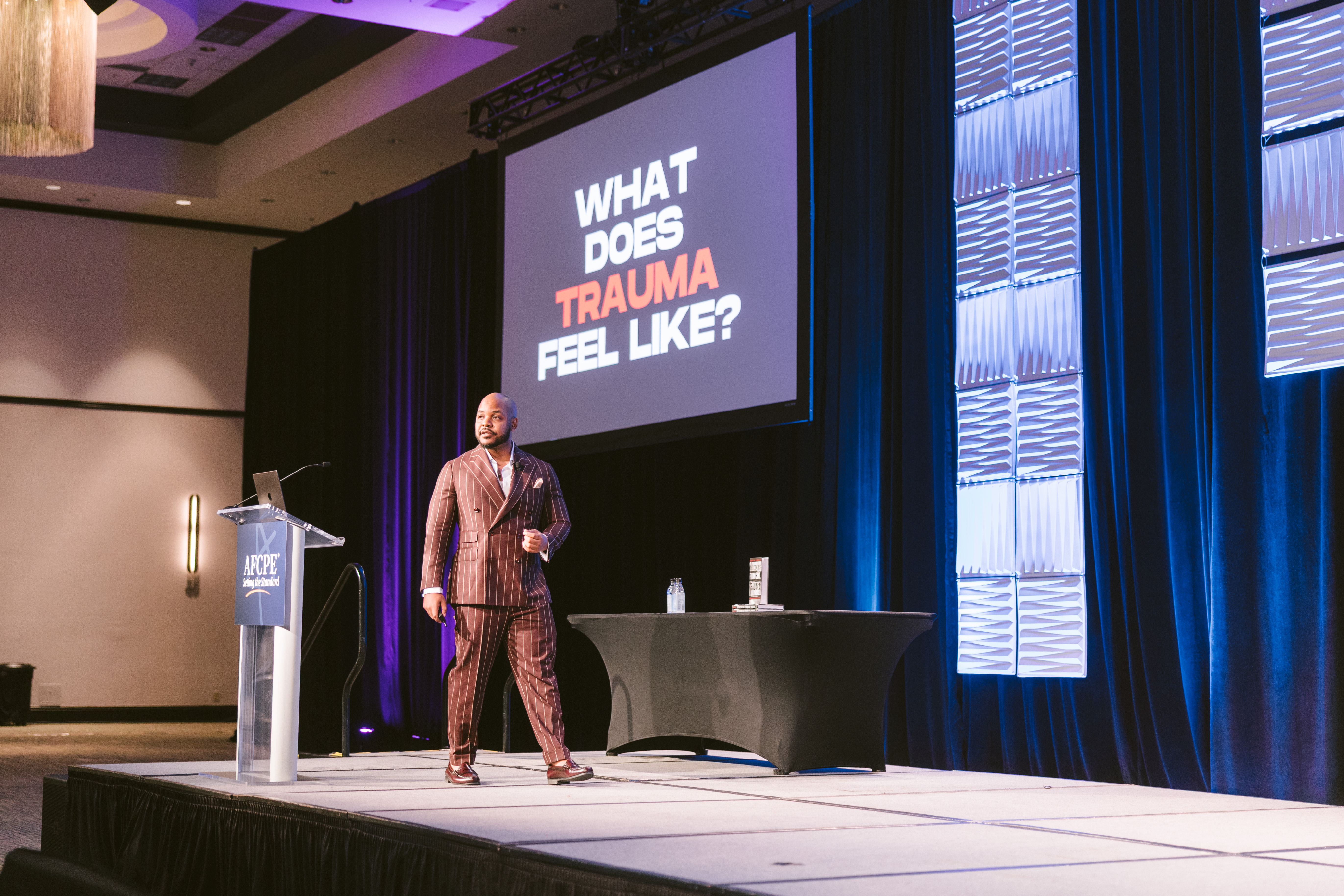 Keynote speaker Rahkim Sabree onstage at Symposium