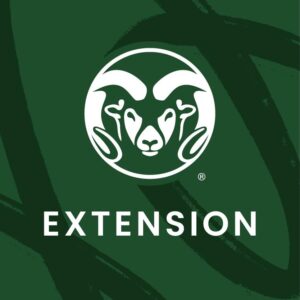 Green and white logo for Colorado State University Extension