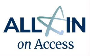 All In on Access in dark blue lettering. The light blue AFCPE star in the middle. White background
